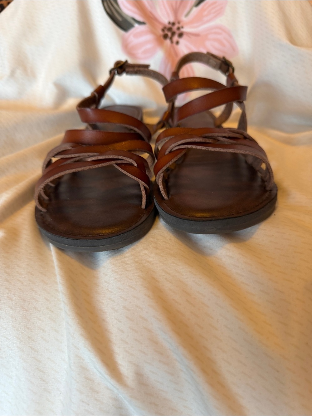 Women's Brown Strappy Leather Sandals - Picture 3 of 4